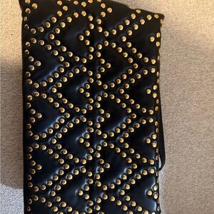 Rebecca Minkoff Black Quilted Bag with Gold Studs Heart shape clutch